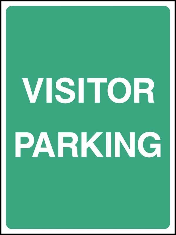 Visitor Parking sign. green background with white lettering. Supplied artwork PARK0032.