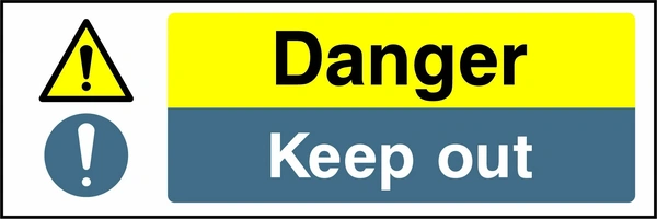 Danger — Keep out. Stacked message panels. Artwork MULT0001.