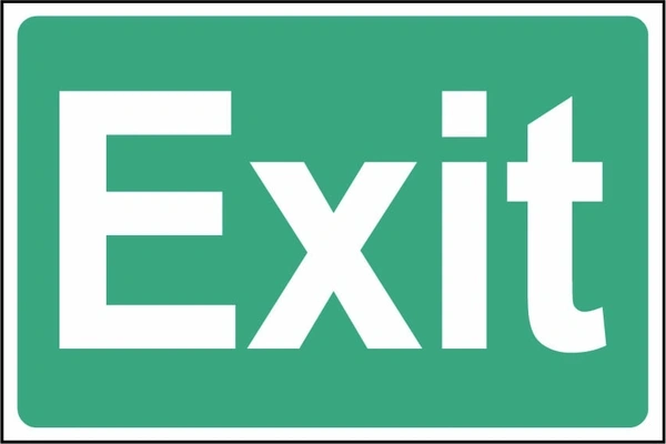 Exit sign showing word-only landscape design. Artwork EMER0083.