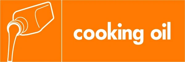 Cooking oil collection-point artwork with a white item illustration and wording on orange. OTHE0013.