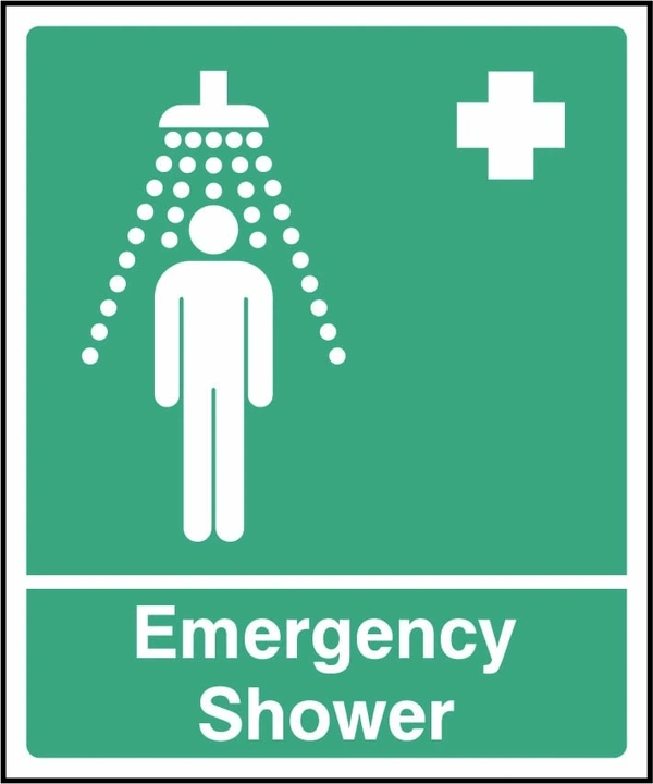 Emergency Shower sign showing person under shower pictogram. Artwork FAID0008.