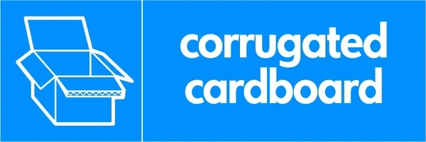 Corrugated cardboard recycling sign showing white material illustration and wording on a blue letterbox panel. Artwork PAPE0011.