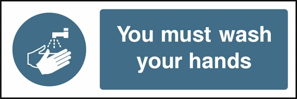 You must wash your hands. Food processing sign artwork FOOD0070.