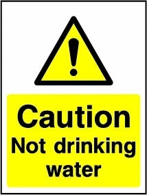 Caution — Not drinking water sign. Original hotel notice artwork HOTE0023.