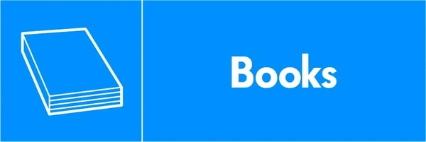 Books recycling sign showing white material illustration and wording on a blue letterbox panel. Artwork PAPE0009.
