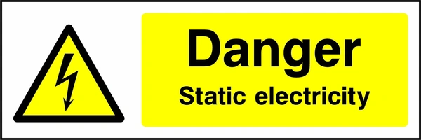 Danger — Static electricity sign showing yellow electrical lightning bolt warning triangle beside wording. Artwork ELEC0024.