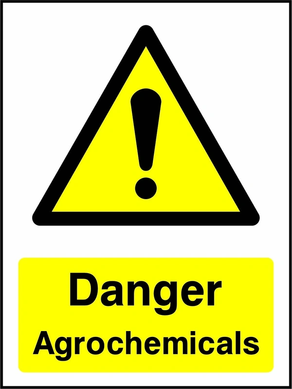 Danger — Agrochemicals sign showing yellow warning triangle and exclamation mark above wording. Artwork COUN0050.
