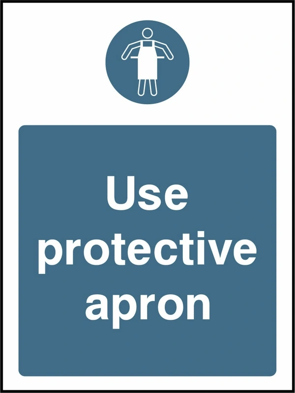 Use protective apron. Food processing sign artwork FOOD0006.