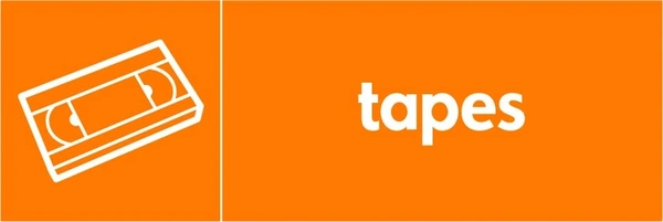 Tapes collection-point artwork with a white item illustration and wording on orange. OTHE0019.